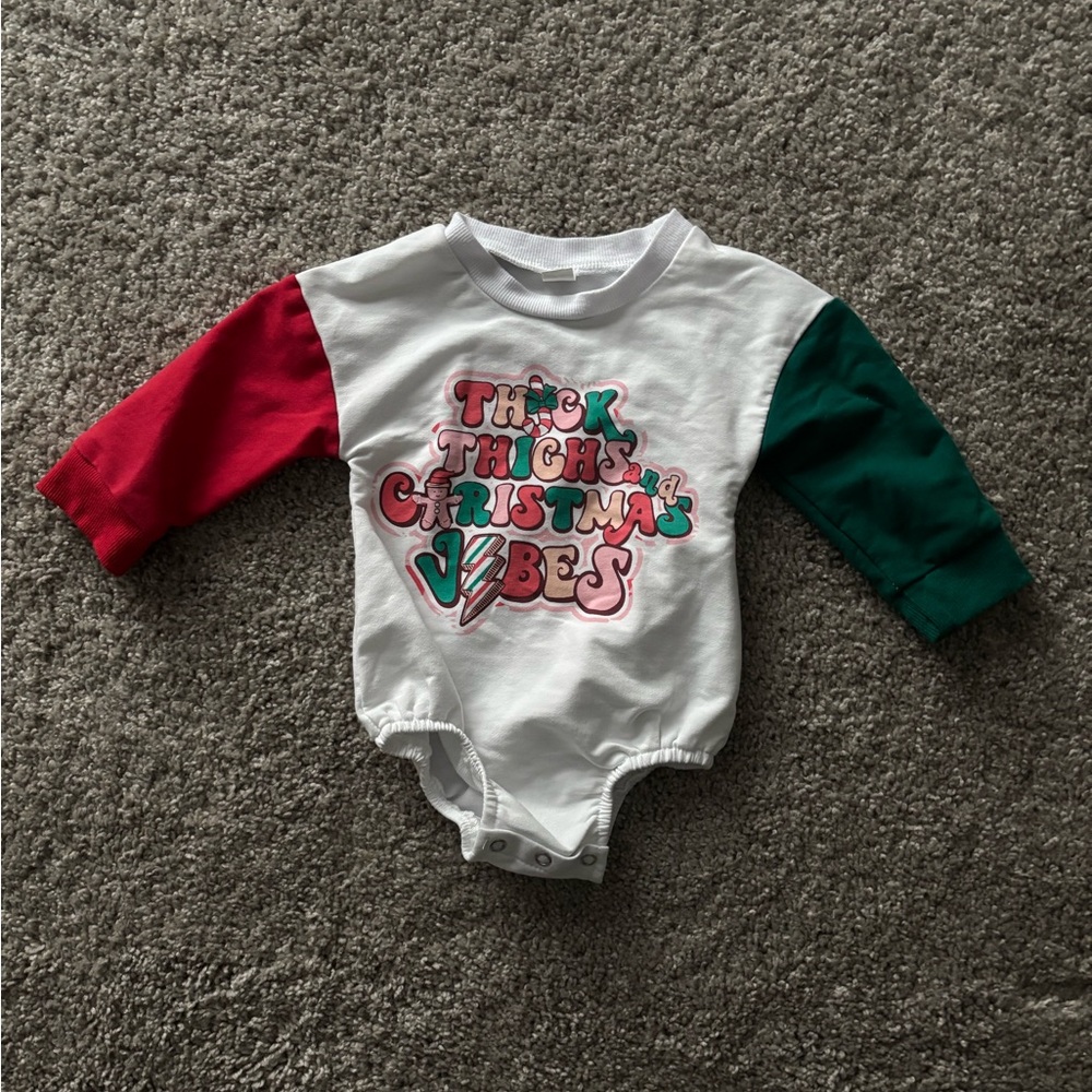 SHEIN Red and Green Bodysuit Festive One Piece